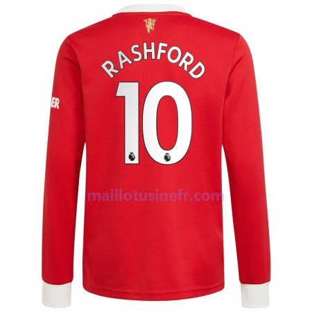 Maillot de Foot Manchester United Marcus Rashford 10 Domicile 2021-22 Manches Longues